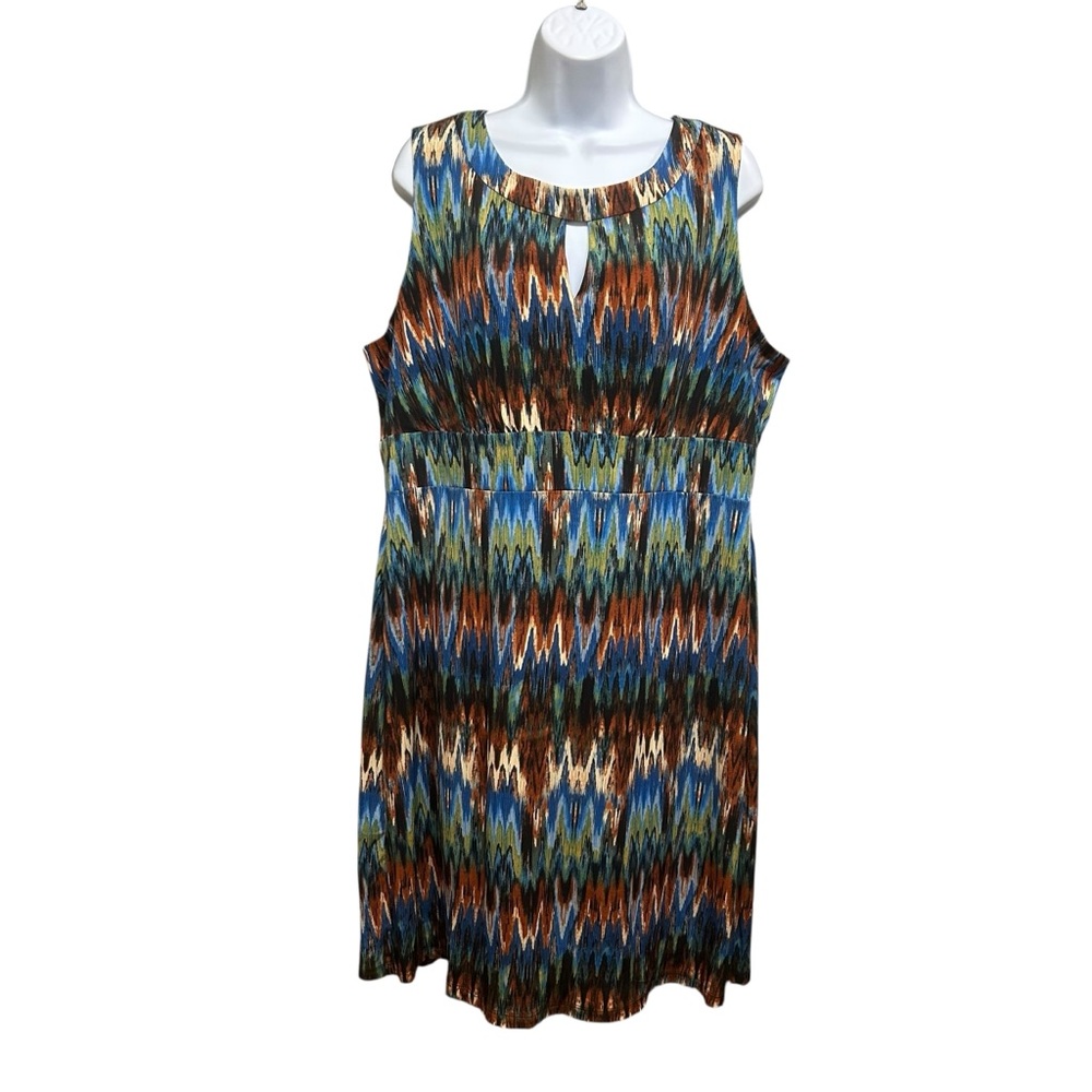 Emma & Michele Multicolor Ikat Sleeveless Career Dress Size XL